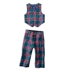 Janie And Jack The Tartan Vest & Dress Pants Holiday Christmas Set 18-24 Month